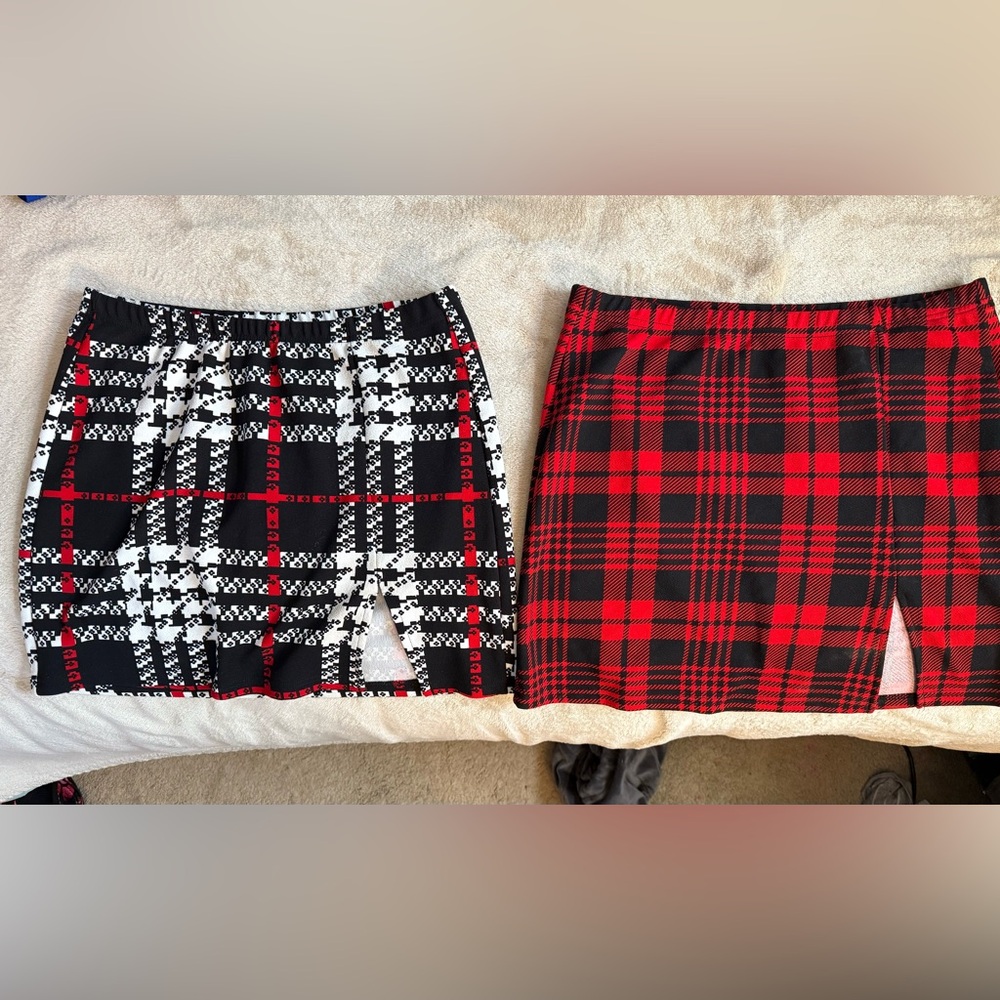 SHEIN Black and Red Plaid Mini Skirt Duo 
10 is price for both skirts